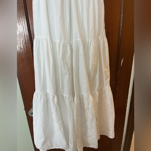 Abercrombie & Fitch Cotton Poplin Ruffle Tiered Maxi Dress White Women's S - Picture 6 of 10